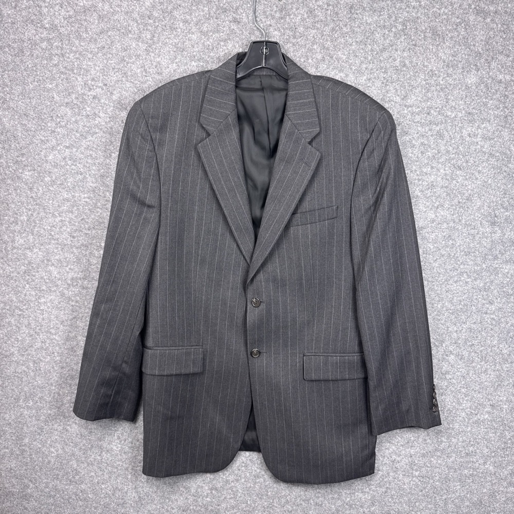 Lauren Ralph Lauren Mens 42L Wool Cashmere Pinstripe Blazer Gray 2-Button Jacket